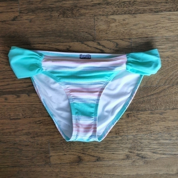 AERIE Bikini Top Bottom Pink Green Medium M New - Picture 2 of 10